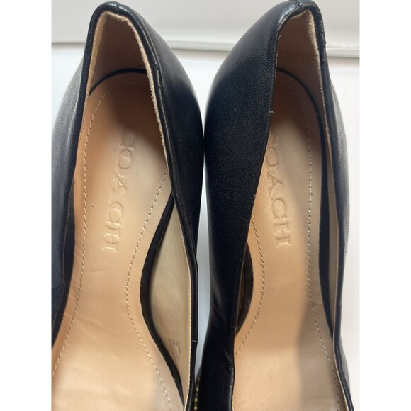 COACH Waverly Leather Pump With Beadchain In Black & Gold Sz 6 - Picture 12 of 12